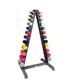BODY SOLID 12 PAIRS VINYL DUMBBELLS 1-15LBS, WITH RACK